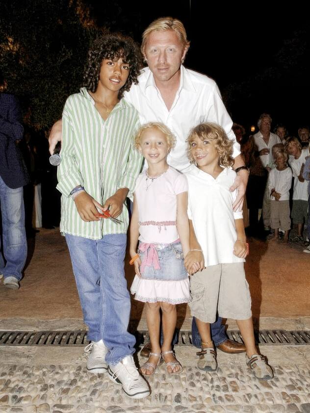 L’ex-prodige allemand du tennis Boris Becker avec ses enfants Noah, Elias et Anna