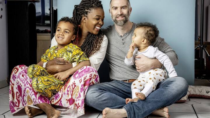 Licia Chery avec ses fils et son compagnon