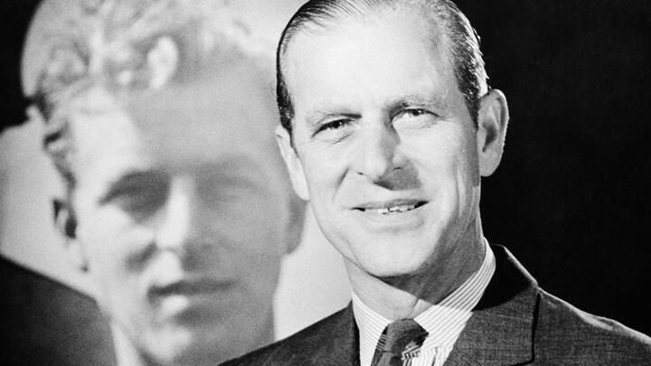 Prince Philip, Duke Of Edinburgh Dies at the Age of 99 announced on April 9,2021. Prince Philip, Duke of Edinburgh, with a photograph of his younger self, circa 1975. (Photo by David Farrell/Getty Images)