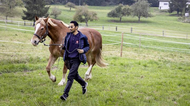 Tim avec son cheval Espoir, reportage équithérapie