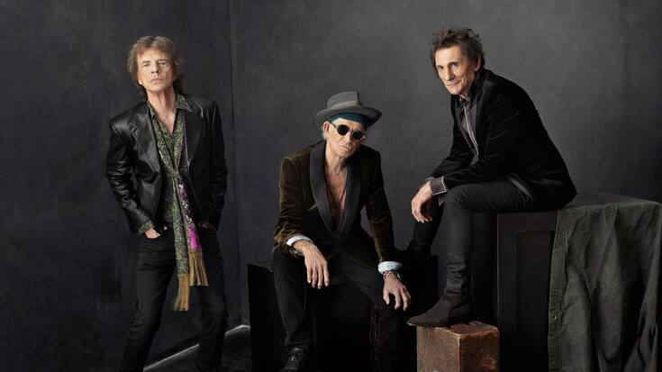 Les membres des Rolling Stones (Mick Jagger, Keith Richards et Ronnie Wood) en 2023