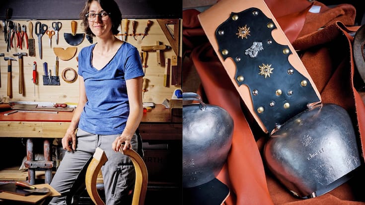 Francine Vogt dans son atelier la Sellerie du Catogne