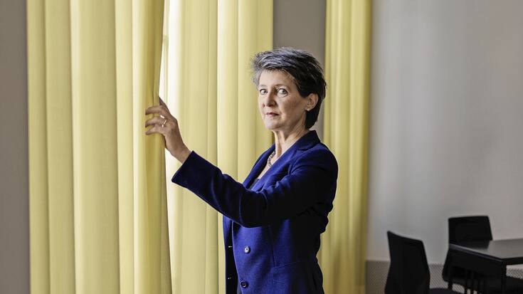 Berne, 28 fÃ©vrier 2022. La ConseillÃ¨re FÃ©dÃ©rale Simonetta Sommaruga. Â© Niels Ackermann / Lundi13