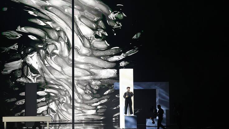 Gjon's Tears of Switzerland during the 65th Eurovision Song Contest grand final held at Rotterdam Ahoy on May 22, 2021 in Rotterdam, Netherlands