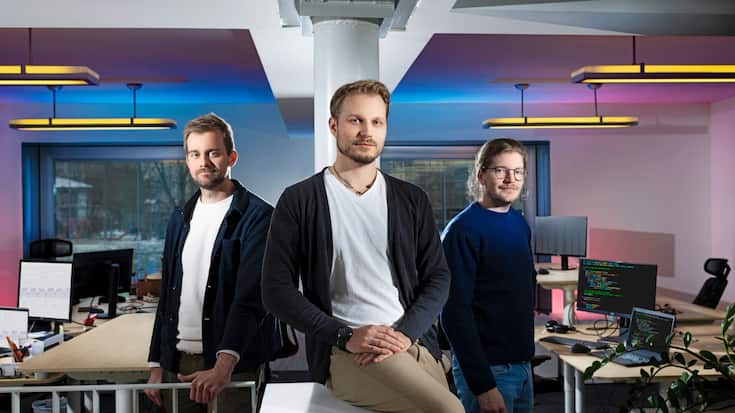 Brice Repond, Benedikt Ramsauer et Xavier Bays, cofondateurs de Swiss-SDI, dans leurs bureaux à Fribourg.