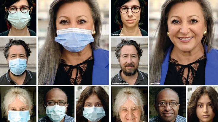 visages avec et sans masques