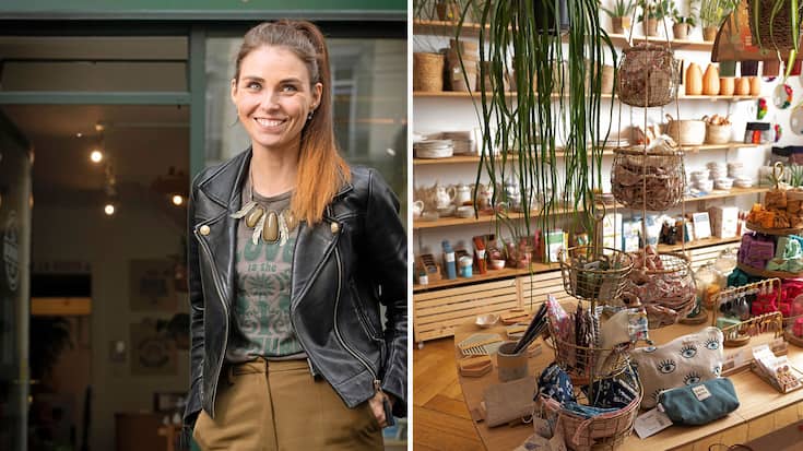 Cyrielle devant son magasin, La Chouquette, avenue de Rumine à Lausanne.