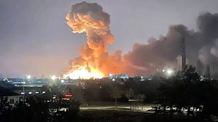 24 février 2022, Kiev, Ukraine : Explosion dans la capitale de Kiev tôt jeudi. La Russie bombarde les frontières de l'Ukraine avec la Pologne au même moment.