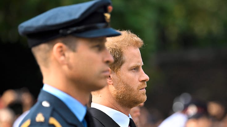 Le Prince William et le Prince Harry à l'enterrement d'Elizabeth II.