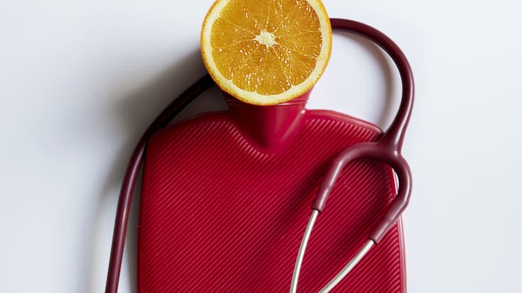 bouillotte, orange, stétoscope