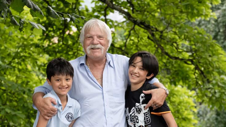 Christian Lanza avec ses petits enfants Luca et Téo