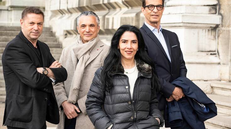 Christian Rappaz, journaliste, Marc Chesney, professeur de finance mathématique, Myret Zaki, journaliste économique, et Michel Juvet, ex-banquier privé.