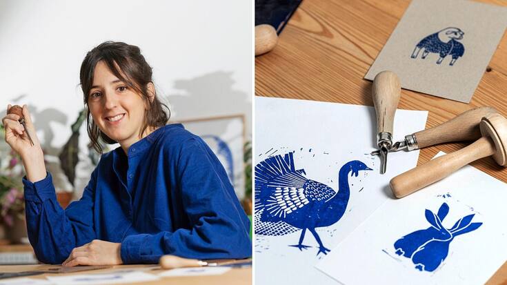 Justine Garnier, animatrice de l'atelier linogravure