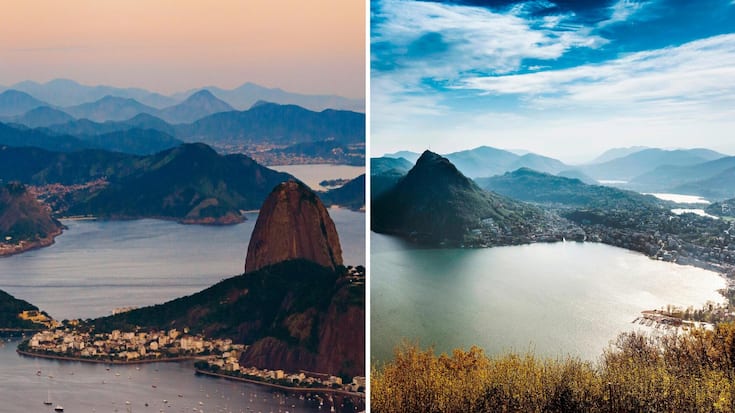 Rio de Janeiro au Brésil et la Baie de Lugano au Tessin