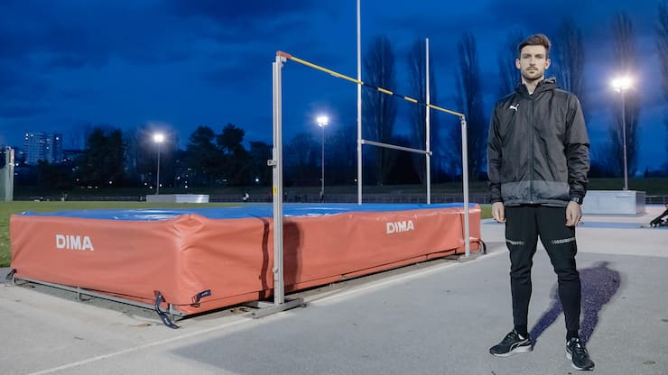 Le sauteur Loïc Gasch à l'entraînement