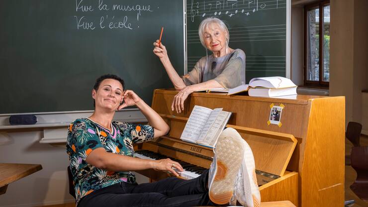 Sandrine Viglino avec sa prof Monette Daetwyler 