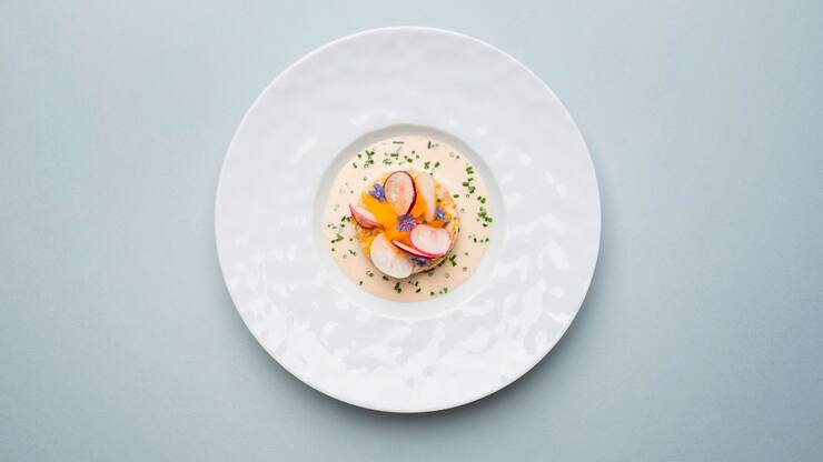 Tartare de truite, crème fumée et agrumes