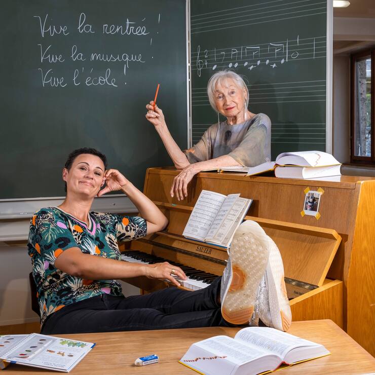 Sandrine Viglino avec sa prof Monette Daetwyler 