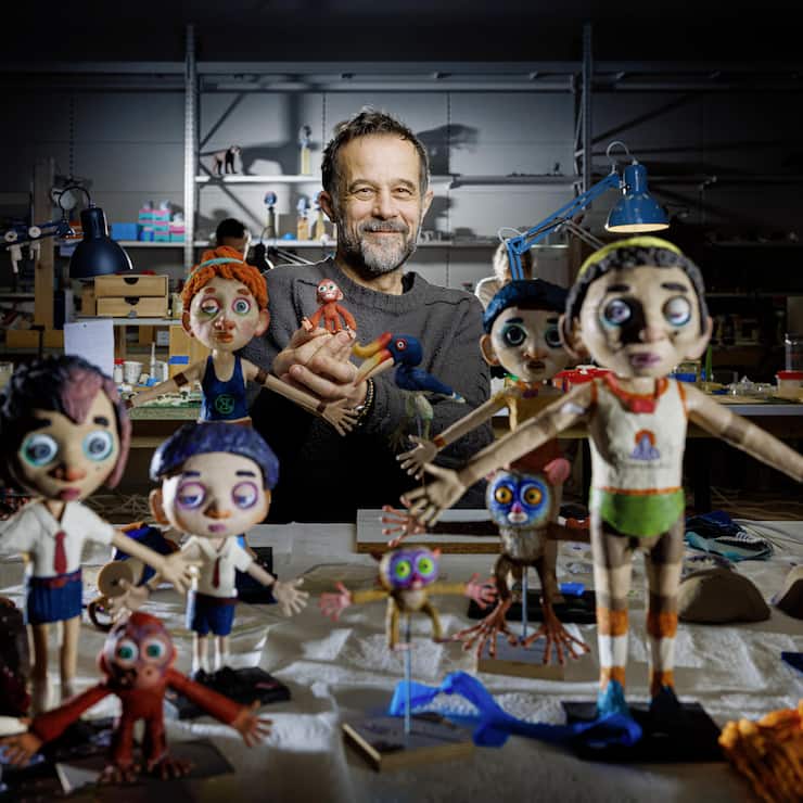 Claude Barras et les marionnettes de son nouveau film "Sauvages!"