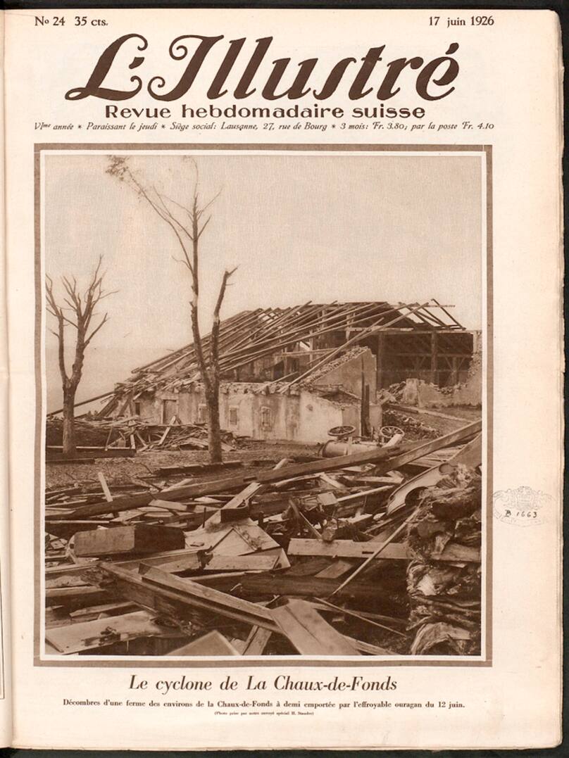 Couverture de «L’illustré» en 1926: un ouragan ayant balayé tout le canton de Neuchâtel
