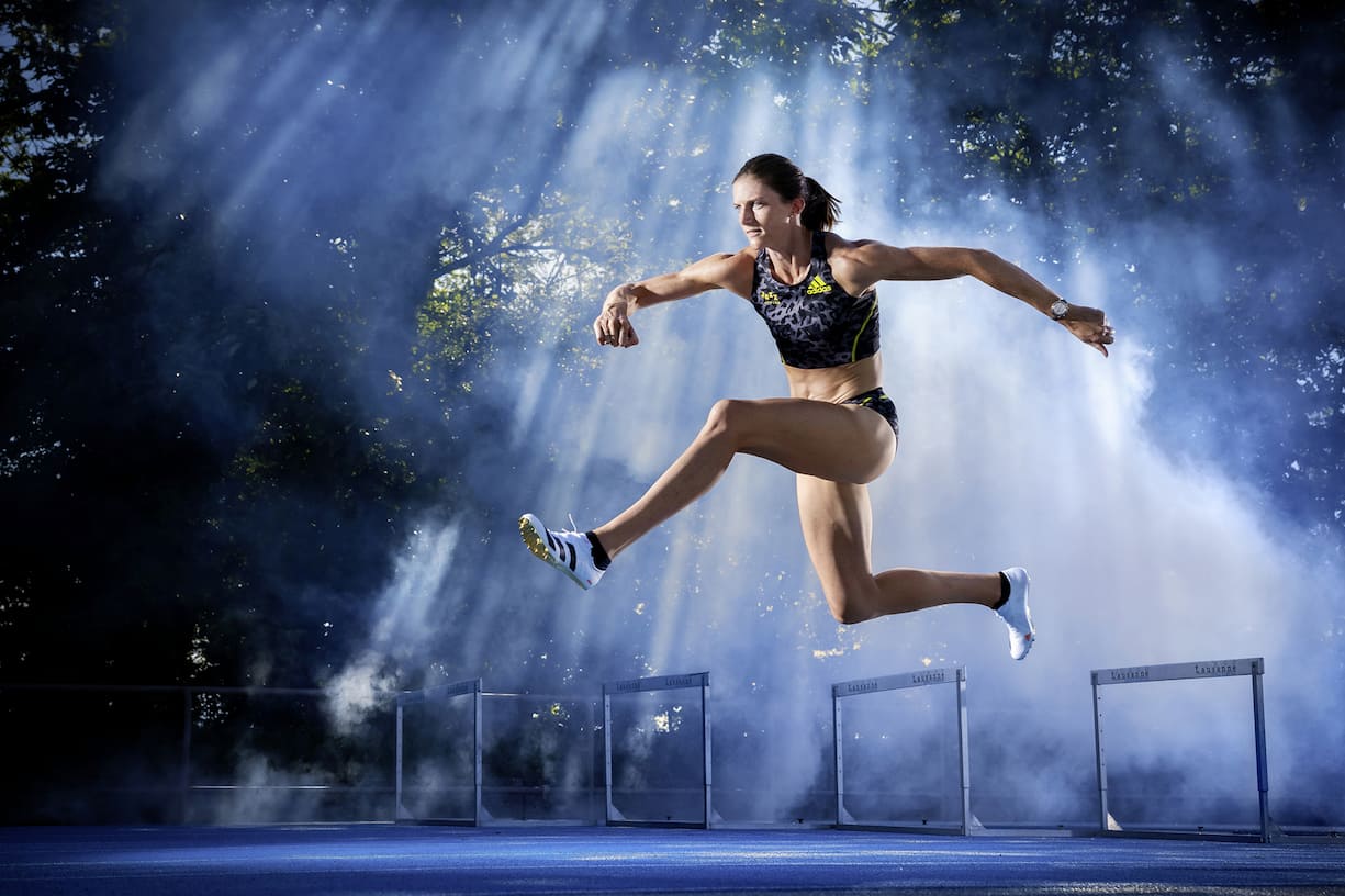 Lea Sprunger le 14 juin 2021 a Lausanne. (VFLPIX.COM / Valentin Flauraud)