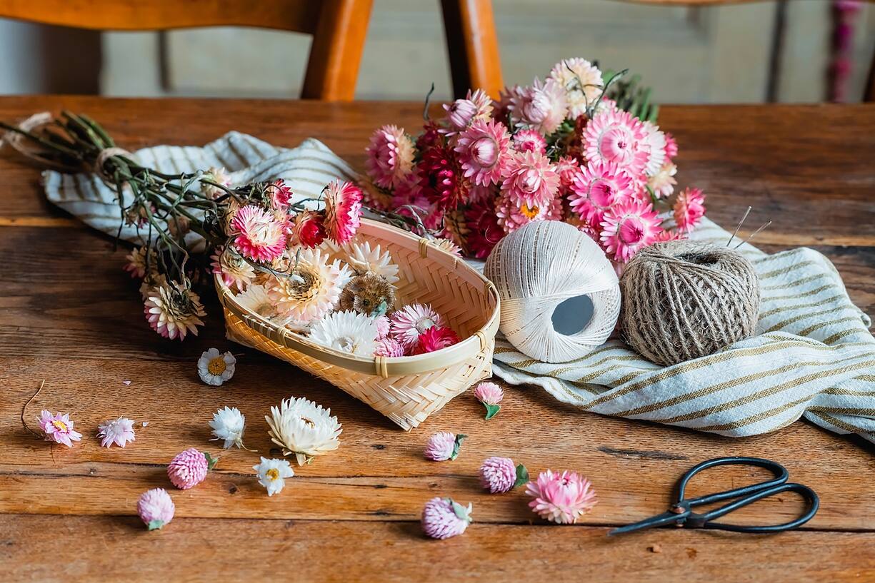 Guirlande de fleurs séchées