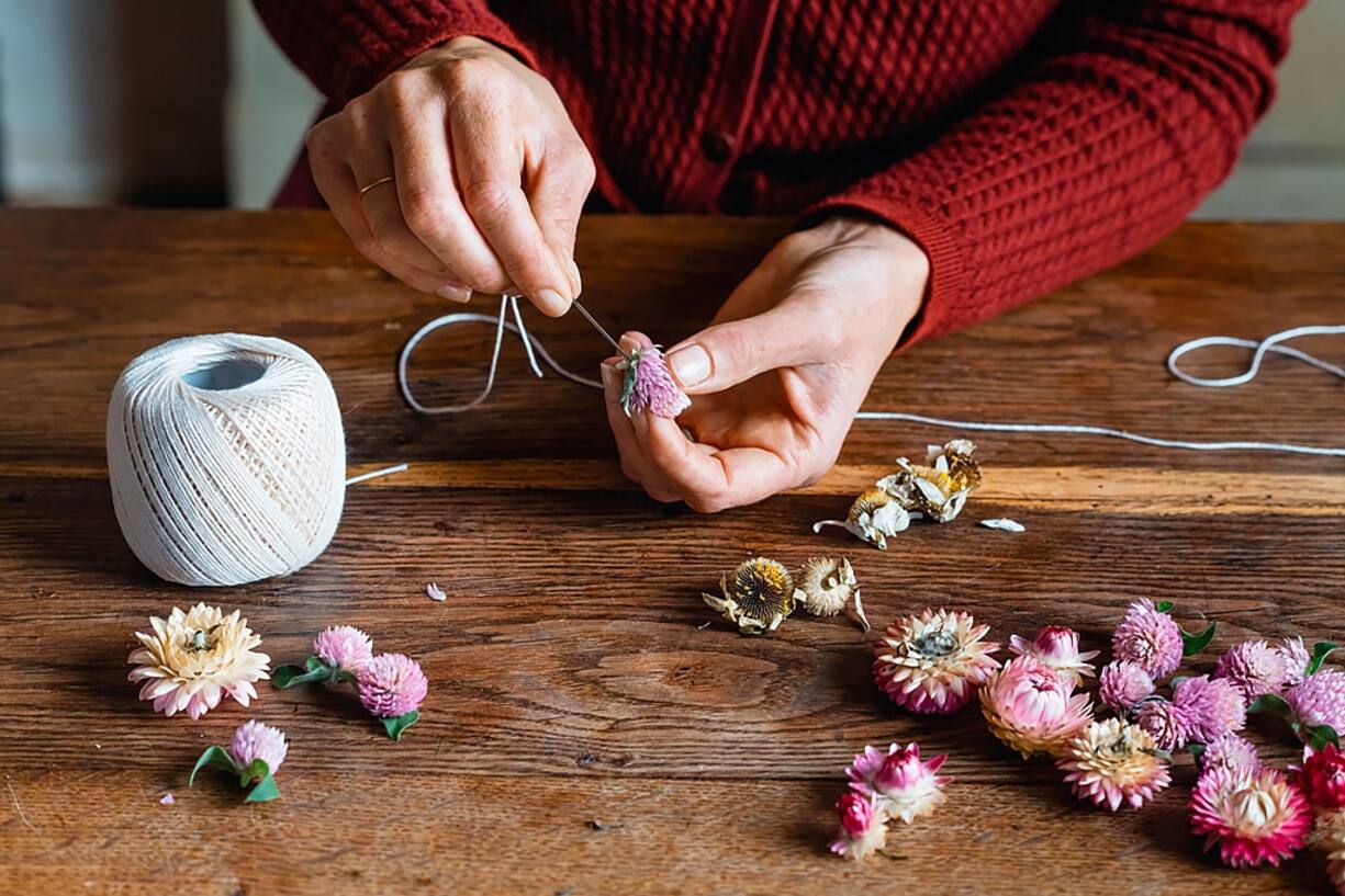 Guirlande de fleurs séchées