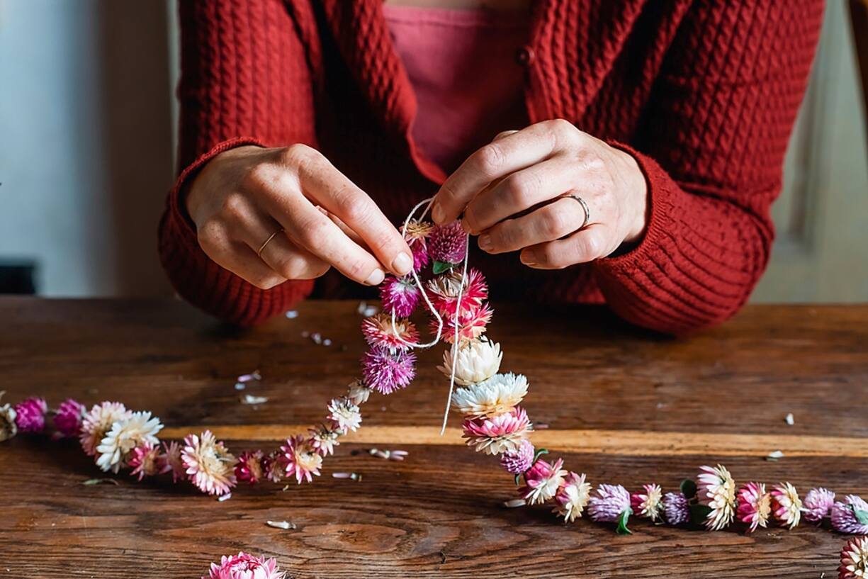 Guirlande de fleurs séchées