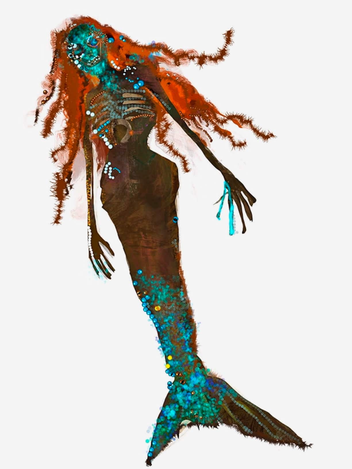 Les dessins de Mariel Manuel pour les costumes de Minerve et de la sirène momifiée.