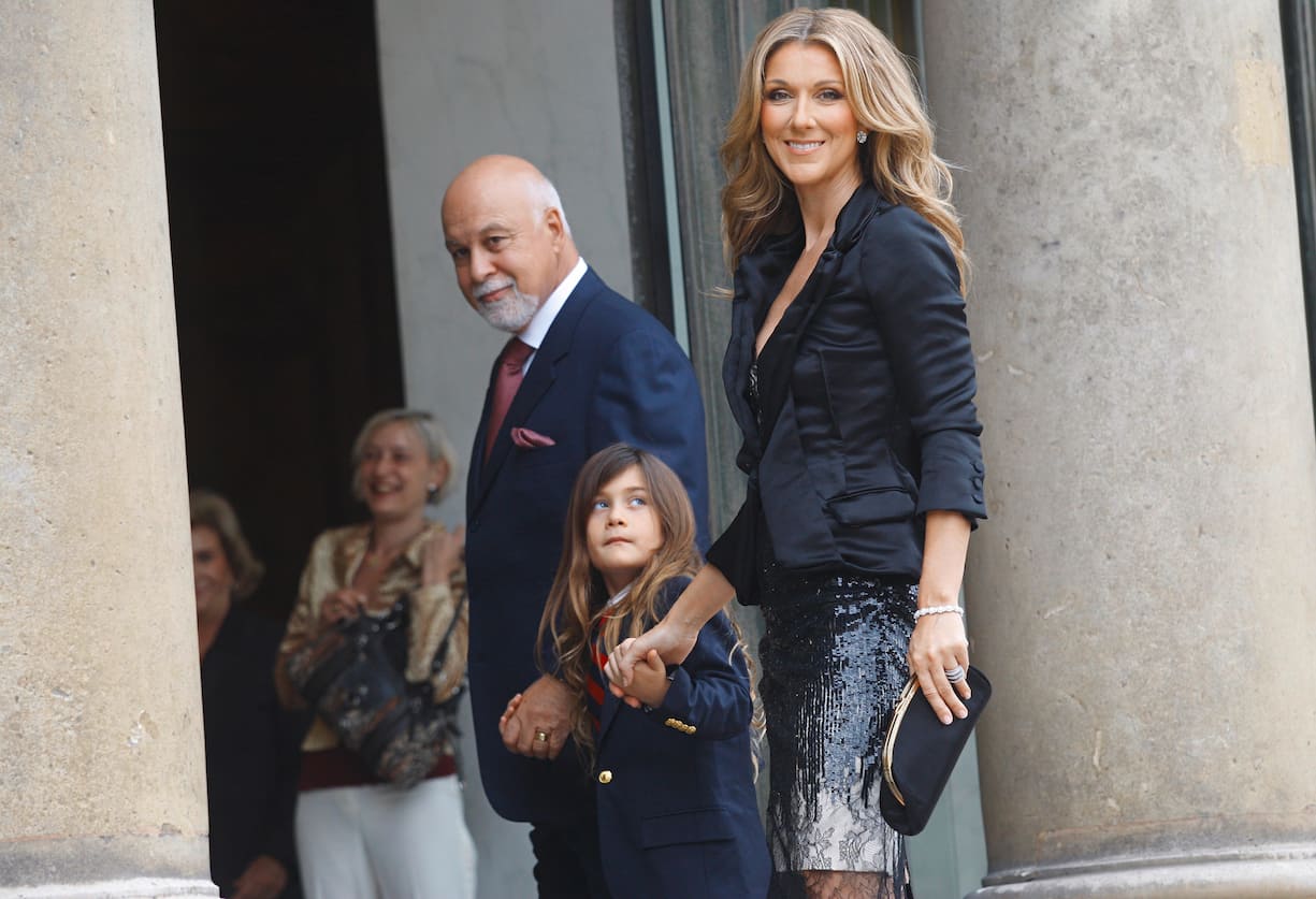 Céline Dion, son mari René Angélil et leur fils aîné, René-Charles, à l’Elysée en 2008