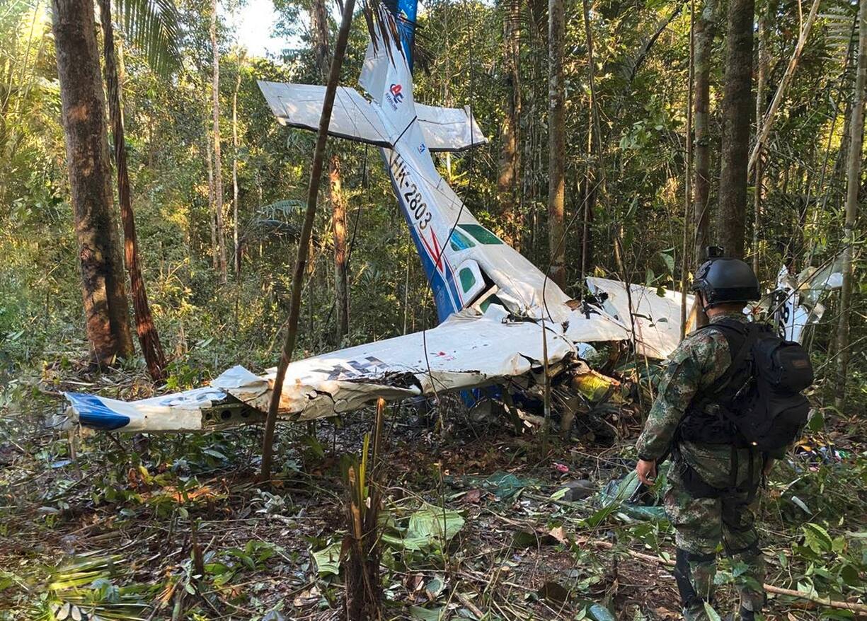 L'épave de l'avion du crash en Colombie