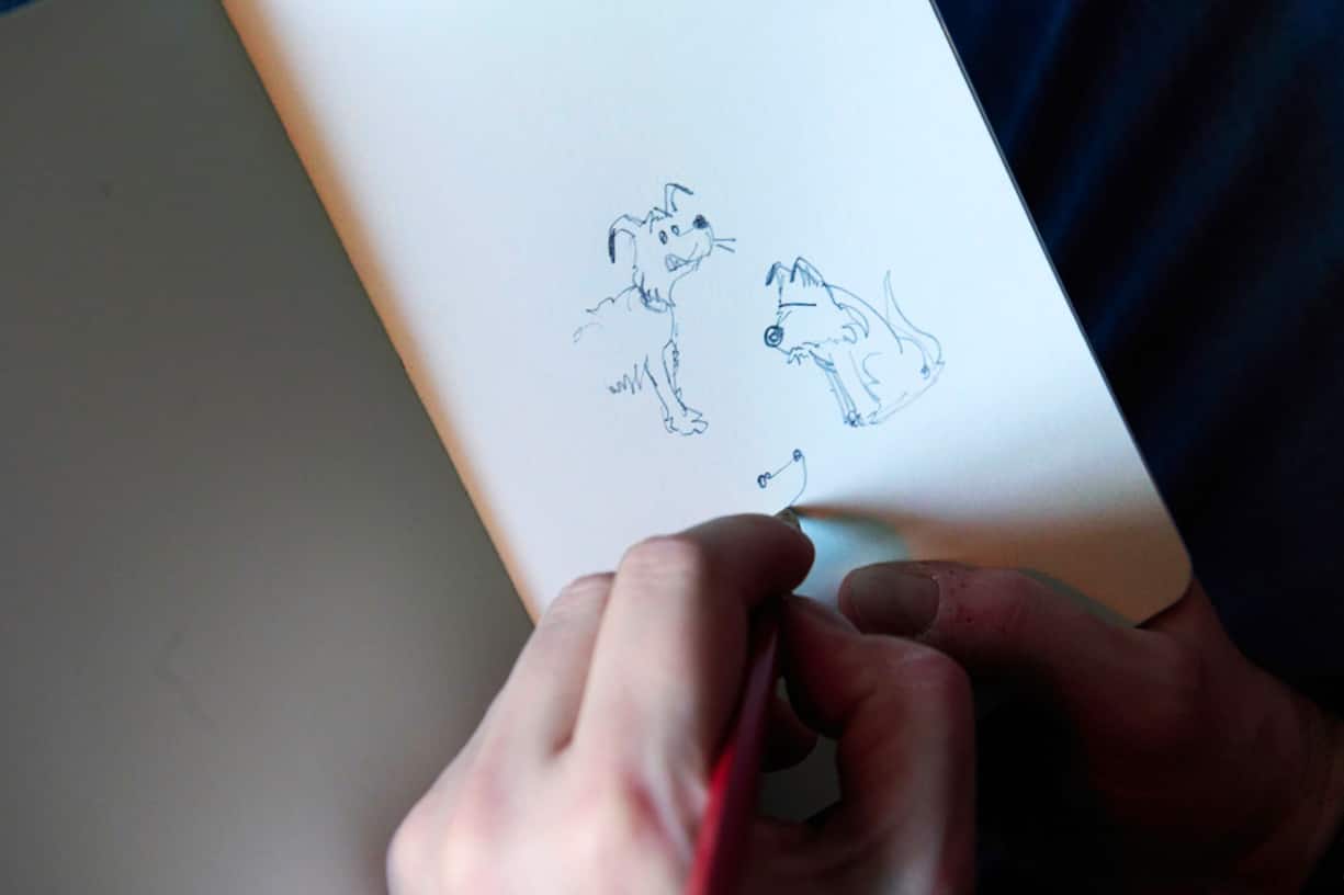 Extrait d'un carnet de notes du dessinateur Pitch Comment