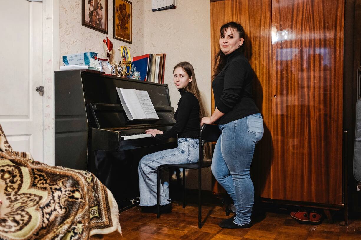 Liudmyla Chentoroh et sa fille Anna réinstallées en Ukraine après trois mois passés en Suisse