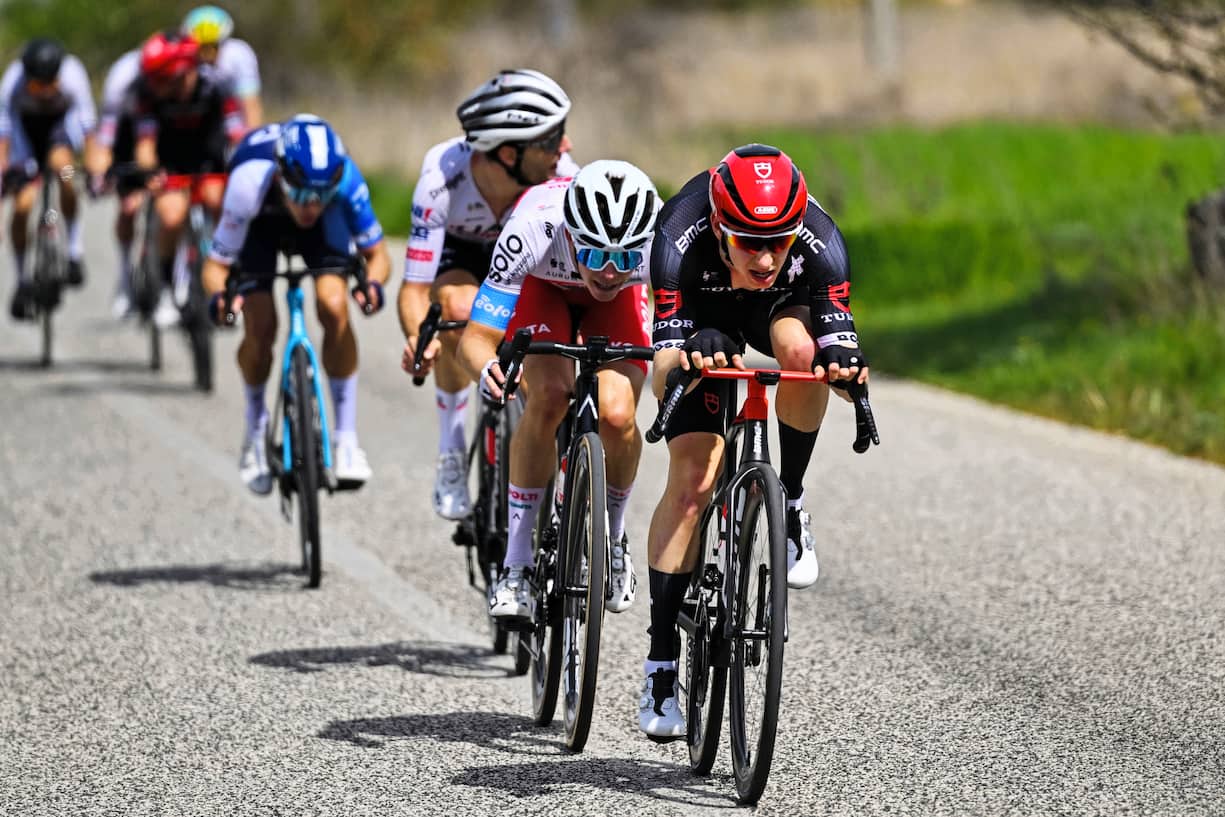 Le cycliste Yannis Voisard lors de la 2e étape du Tour des Abruzzes le 10 avril 2024