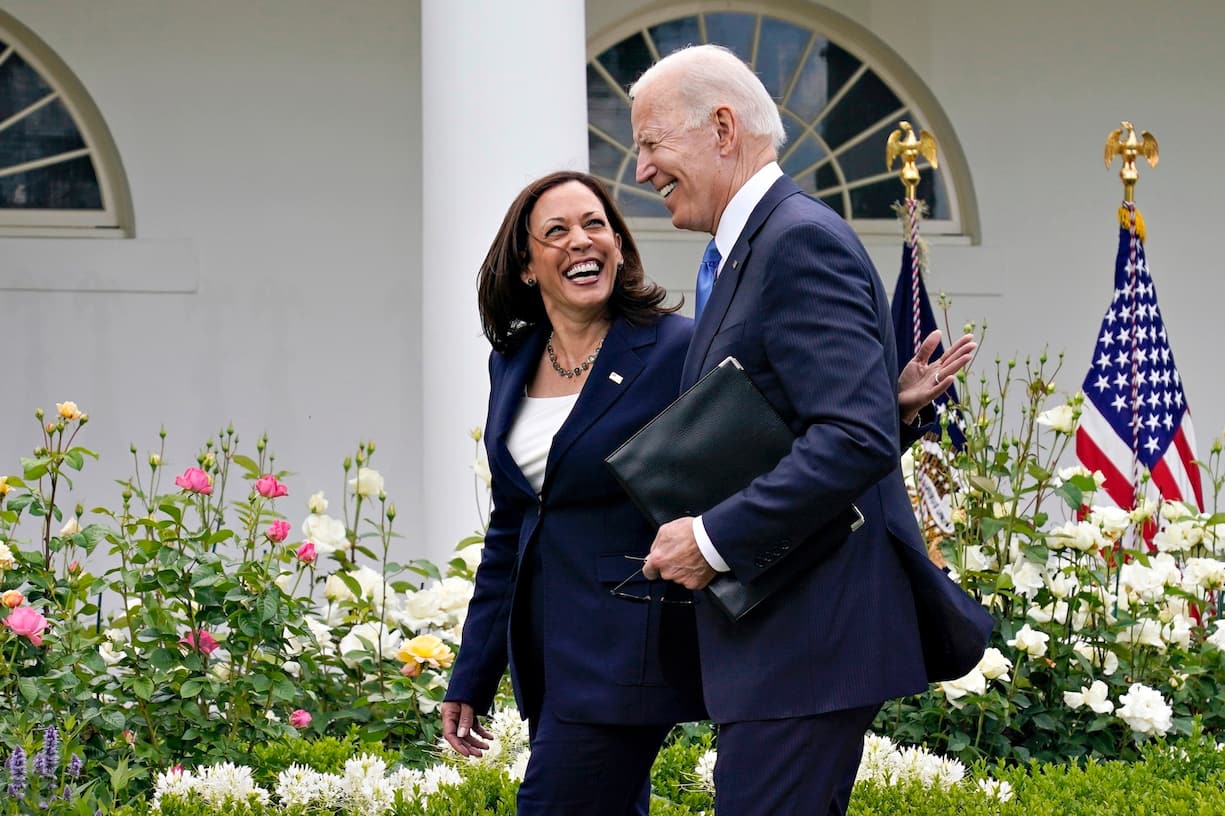 Kamala Harris, vice-présidente en lice pour la présidence des Etats-Unis, avec le président Joe Biden