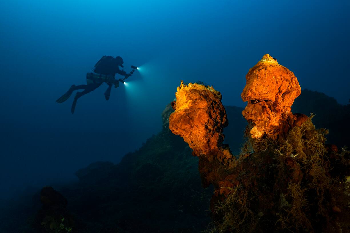 At more than eighty meters deep under the caldera of the island of Panarea.