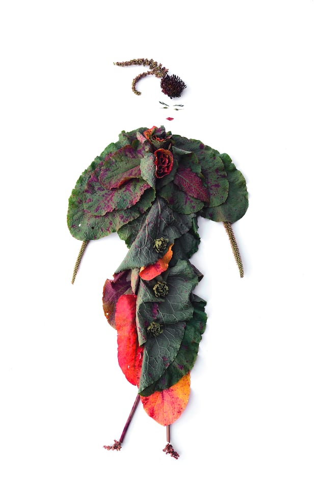 Natures mortes: composition de femmes-fleurs à partir de fleurs et de feuilles