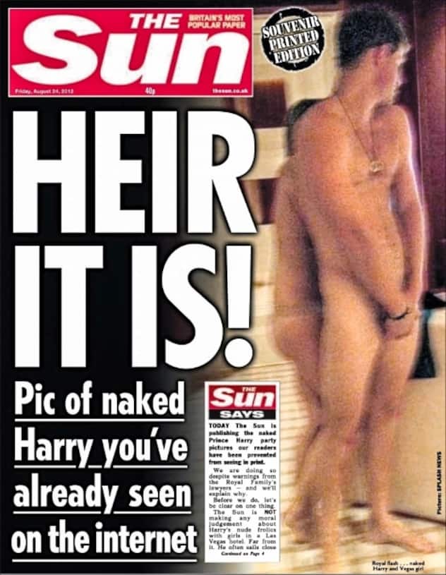 Le Prince Harry en couverture de The Sun
