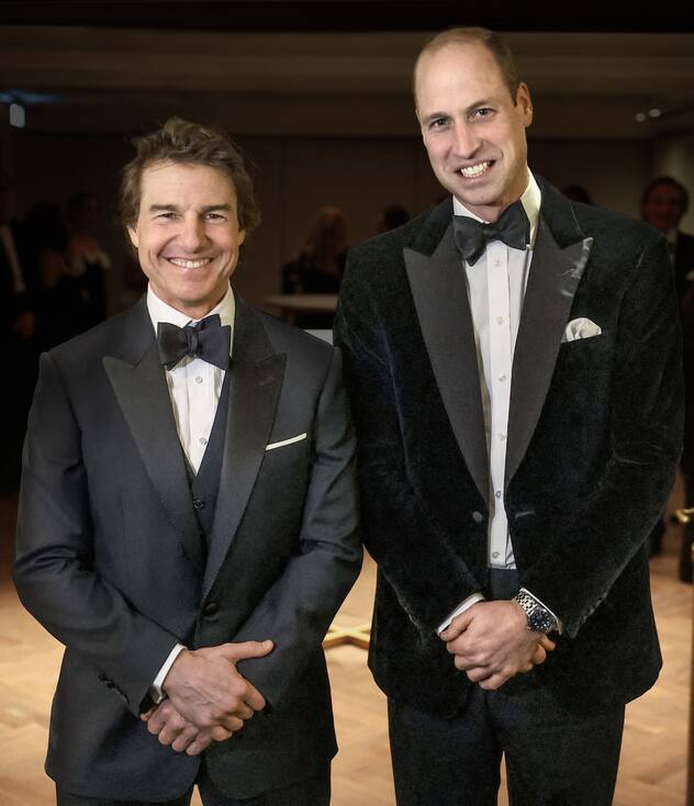 Le prince William avec l’acteur Tom Cruise le mercredi 7 février 2024 lors d’une soirée de gala au centre de Londres