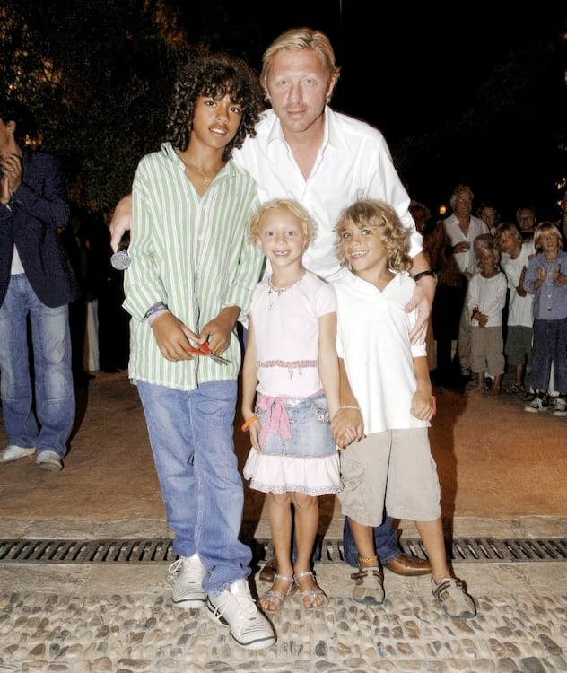 L’ex-prodige allemand du tennis Boris Becker avec ses enfants Noah, Elias et Anna