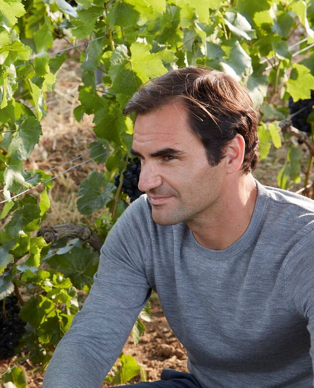 Roger Federer in the vineyards