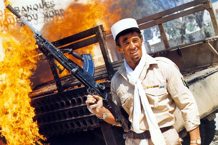 Jean-Paul Belmondo sur le tournage du film "Les morfalous". 1984 File Photo - French actor Jean-Paul Belmondo