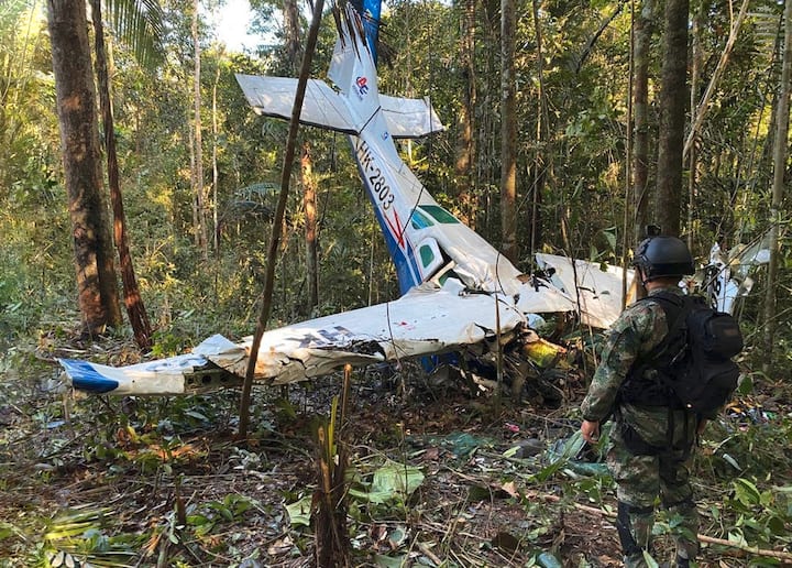 L'épave de l'avion du crash en Colombie