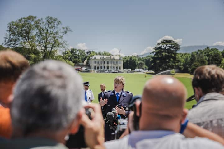 GenÃ¨ve, 11 juin 2021. Visite pour la presse du Parc de la Grange et de sa Villa qui accueillera la rencontre entre Joe Biden et Vladimir Poutine. Â© Niels Ackermann / Lundi13