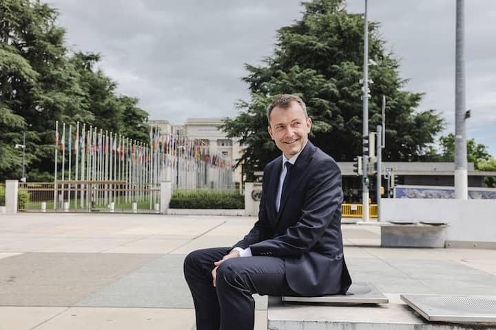 GenÃ¨ve, 8 juin 2021. JÃ¼rg Lauber ReprÃ©sentant permanent de la Suisse auprÃ¨s de l'Office des Nations Unies et des autres. Â© Niels Ackermann / Lundi13