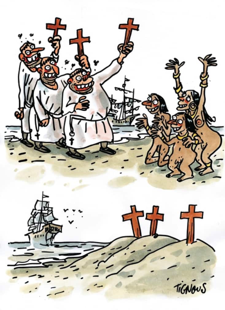 Dessin de Tignous sur la religion catholique